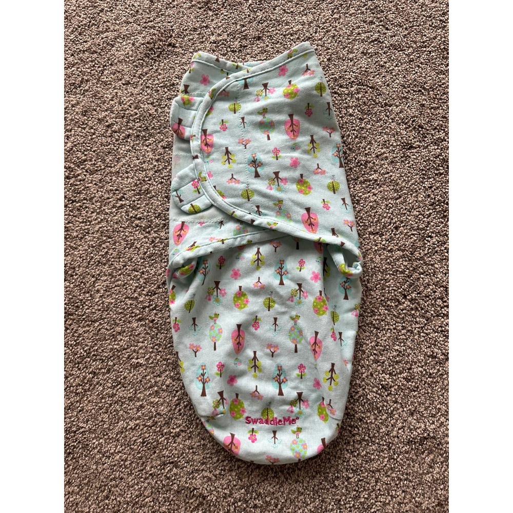 Summer Infant SwaddleMe Adjustable Baby Swaddle Wrap Blue Tree Print Small